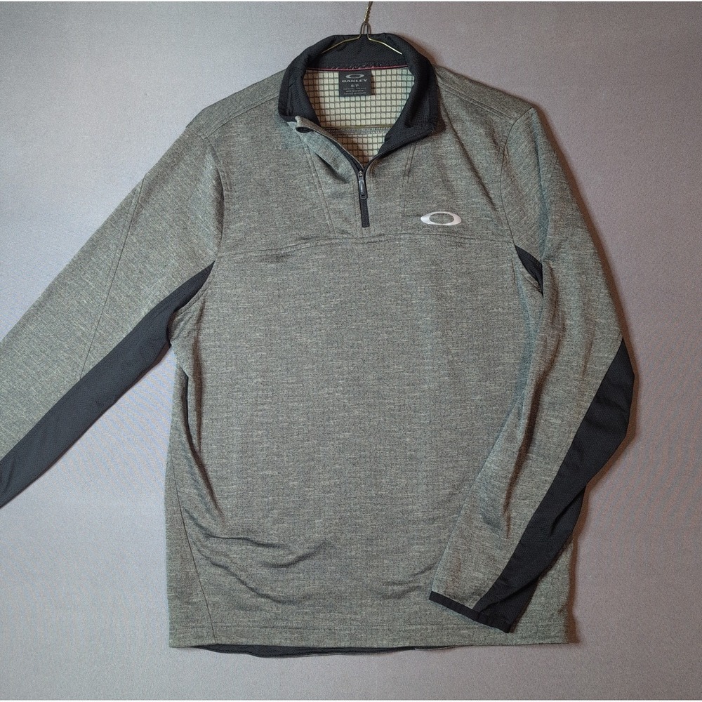 Oakley Quarter Zip Waffle Fleece Mens Gray Pullover Sweater Small